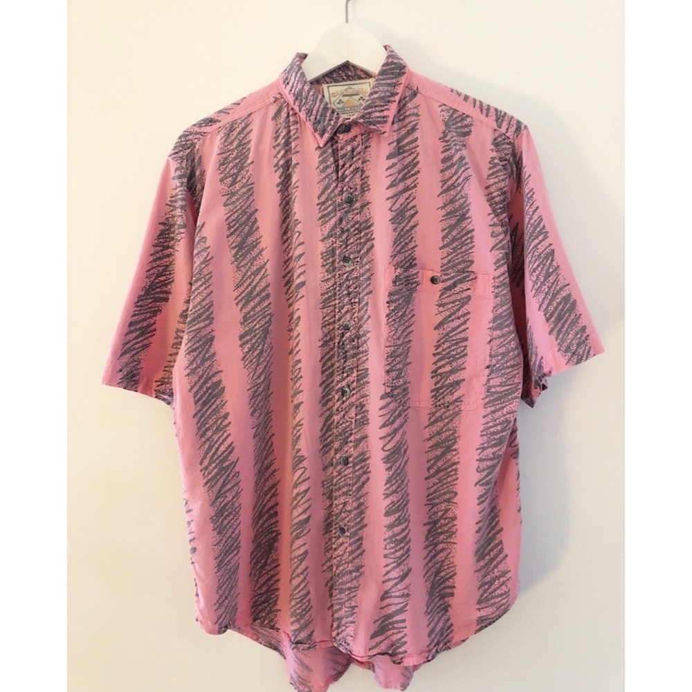 90’s Scribble Print Short Sleeve Button Up - image 1